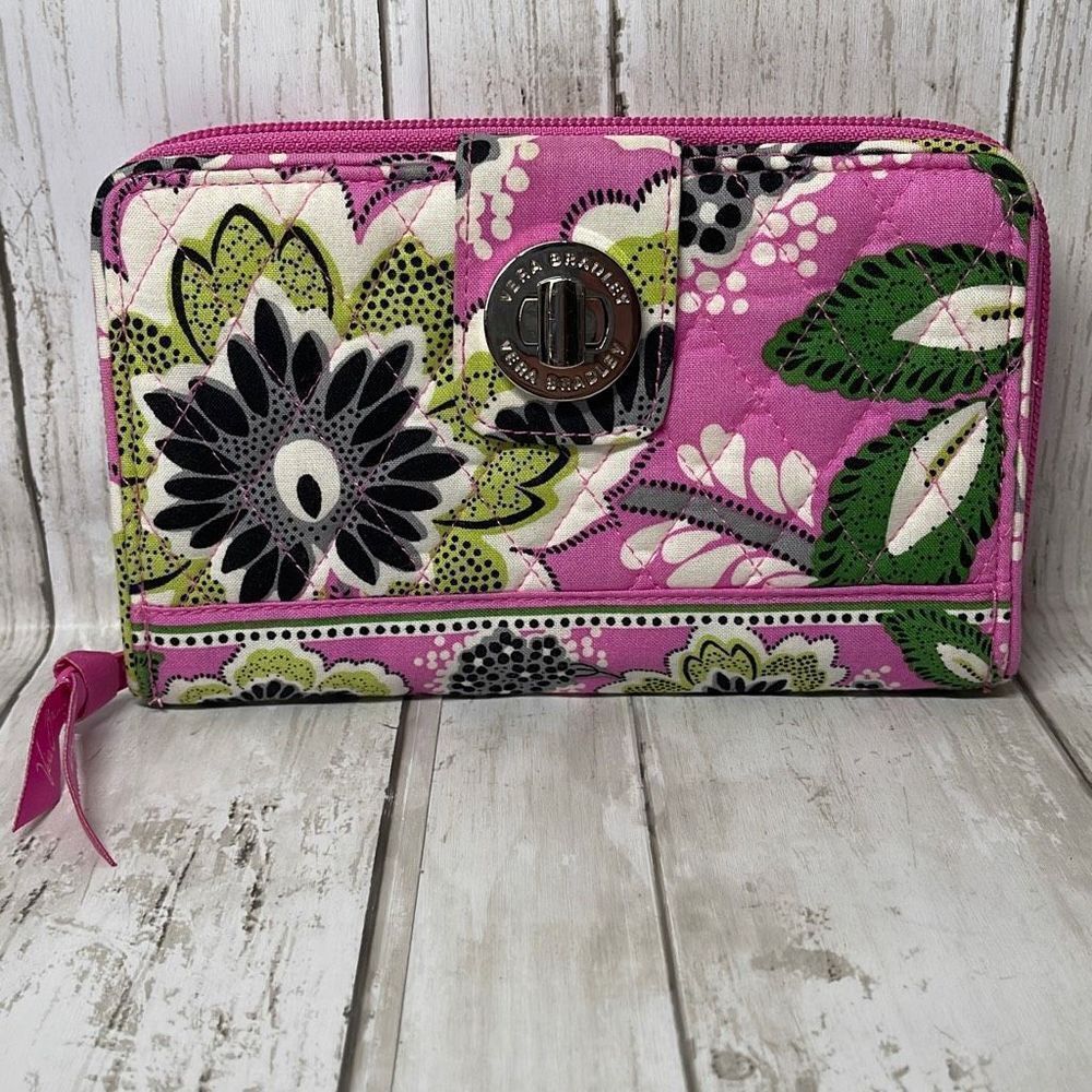 Vera‎ Bradley Accordion Wallet Pink Green